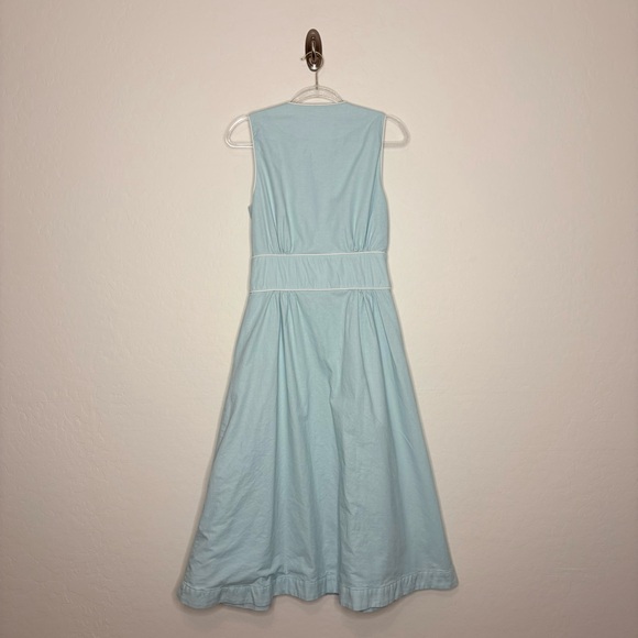 Vita Grace Arania Dress Linen Seabreeze Blue Button Front Pockets Size Large - Picture 12 of 13